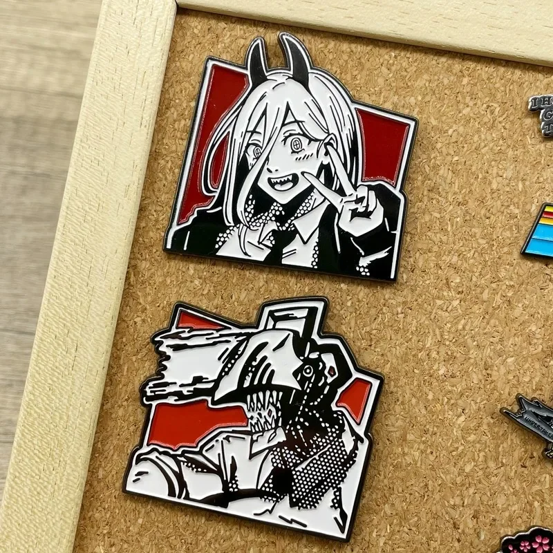 Chainsaw Man Metal Morale Badge Japanese Anime Girl Lapel Pins Cartoon Electrical Parva Enamel Brooch Jewelry Accessories Gift