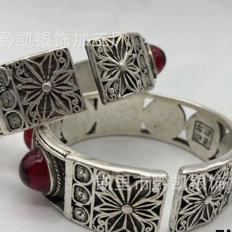 Minority Open Bracelet, Miao Silver, Vintage Ethnic Style