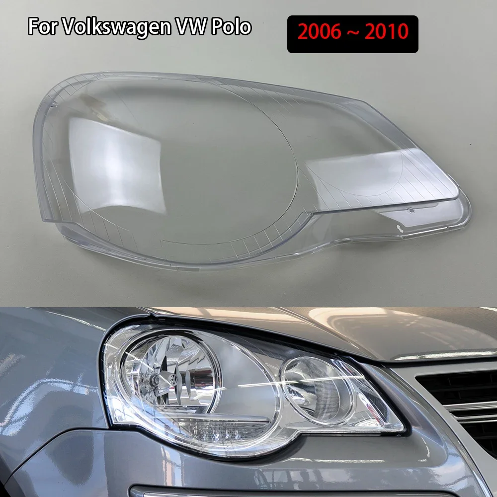 

Для Volkswagen VW Polo 2006 2007 2008 2009 2010 Автомобильные колпачки для фар Автомобильный абажур Абажур Передняя фара Крышка Стеклянная линза Корпус