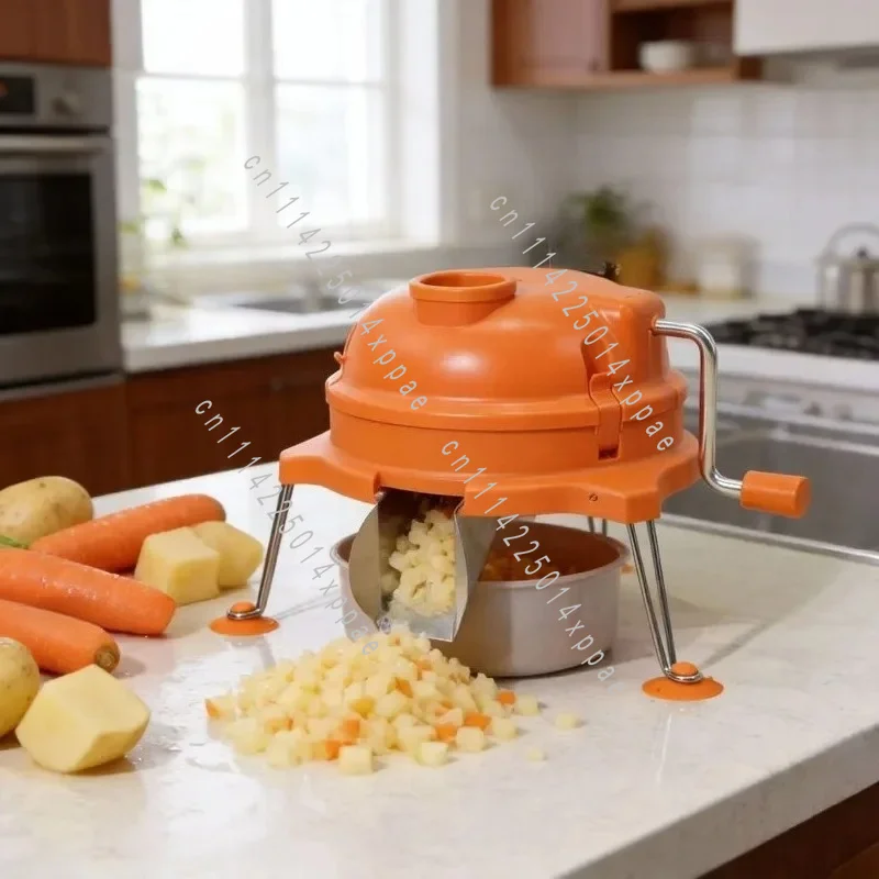 Hand Crank Kitchen Food Prep Tool Manual Vegetable Cutter Commercial Multi-function Radish Dicer Potato Slicer