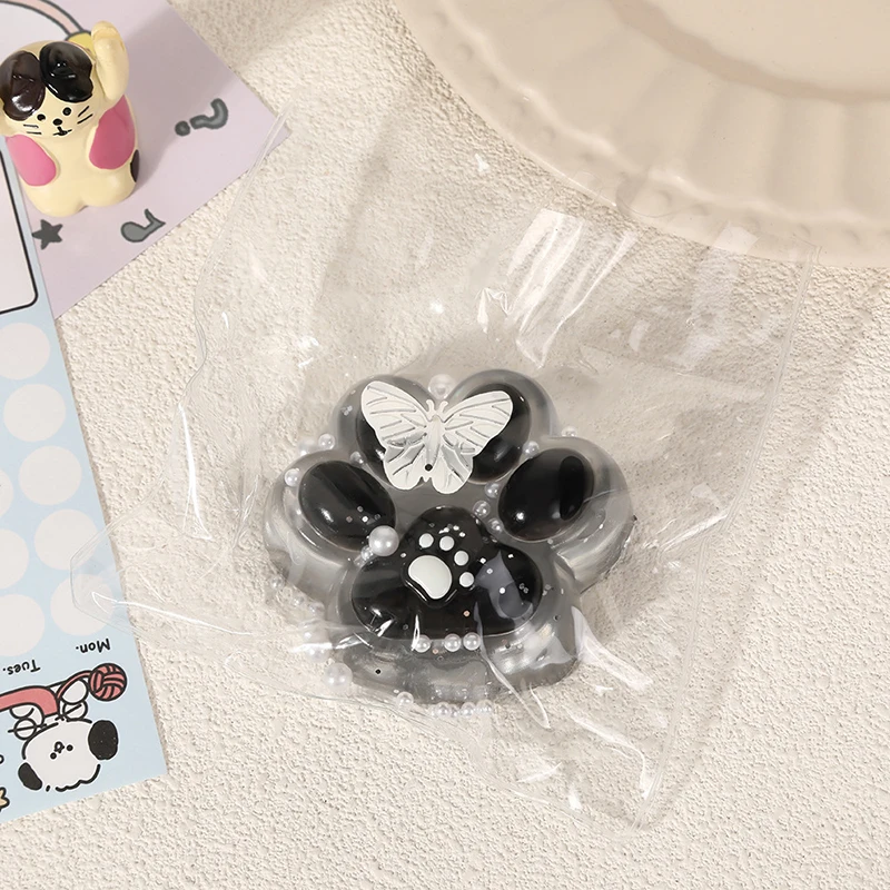 1PC Kawaii TPR Schwarze Katze Pfote Weiche Relief Entspannen Dekompression Spielzeug Mochi Taba Transparent Kristall Katze Pfote Neue Zappeln spielzeug