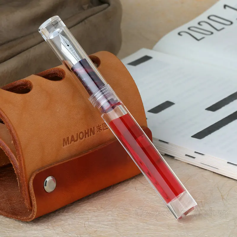 Festival Commemorative MAJOHN C1 Eyedropper Fountain Pen EF/F/M Nib Super Large Ink Volume Clear Resin Shell Premium Business
