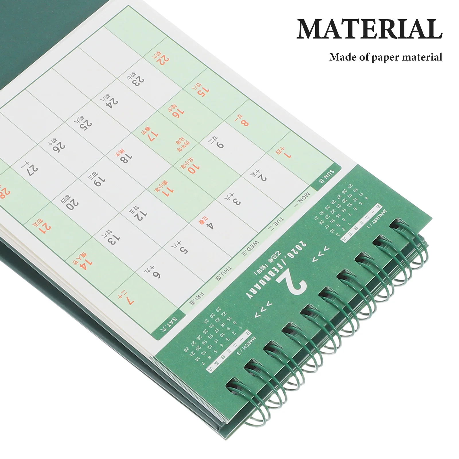 2026 تقويم مكتبي صغير تصميم أنيق رفيع للغاية مع مخطط يومي مربوط بسلك مزدوج للمكتب والمنزل الجمالي