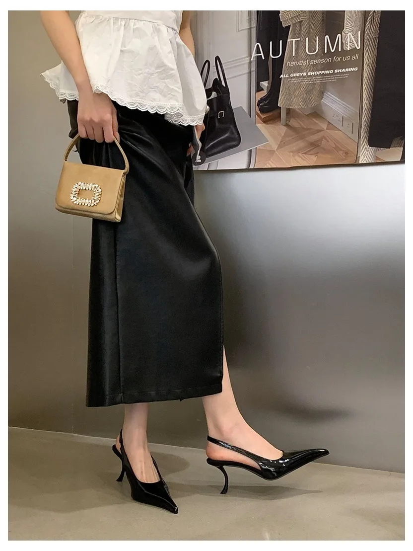 2026 SPring New Brand Pointed Toe Slingback Sandal Thin Heel Pumps Shallow Slip On Ladies Elegant Sandal Fashion Pumps For Party
