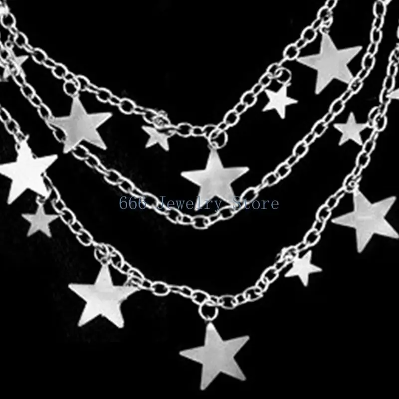 F2TD Pants Chains Multi-Layer Star Charm Jeans Chains Accessory Hip Hop Pocket Punk