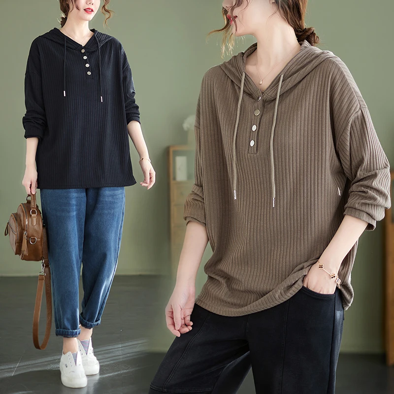 

Женская трикотажная толстовка с длинным рукавом больших размеров, повседневная, художественная, базовая, для весны и осени, хлопковая, цветная, универсальная