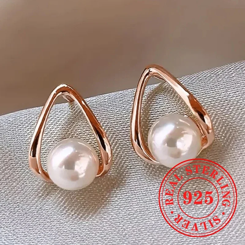 Huretailers-Boucles d'oreilles délicates en argent regardé 925 pour femmes, accessoires d'oreille nobles, breloques délicates, bijoux de fête de fiançailles, mode