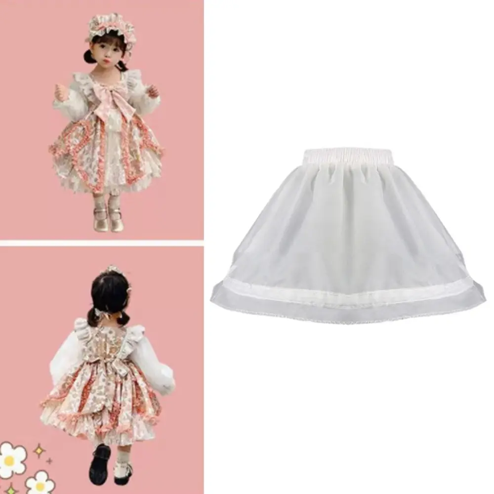 White Lace Children Skirt Petticoat with Hoops Adjustable Crinoline Underskirt Lolita Tutu Skirt Wedding Gown Petticoat