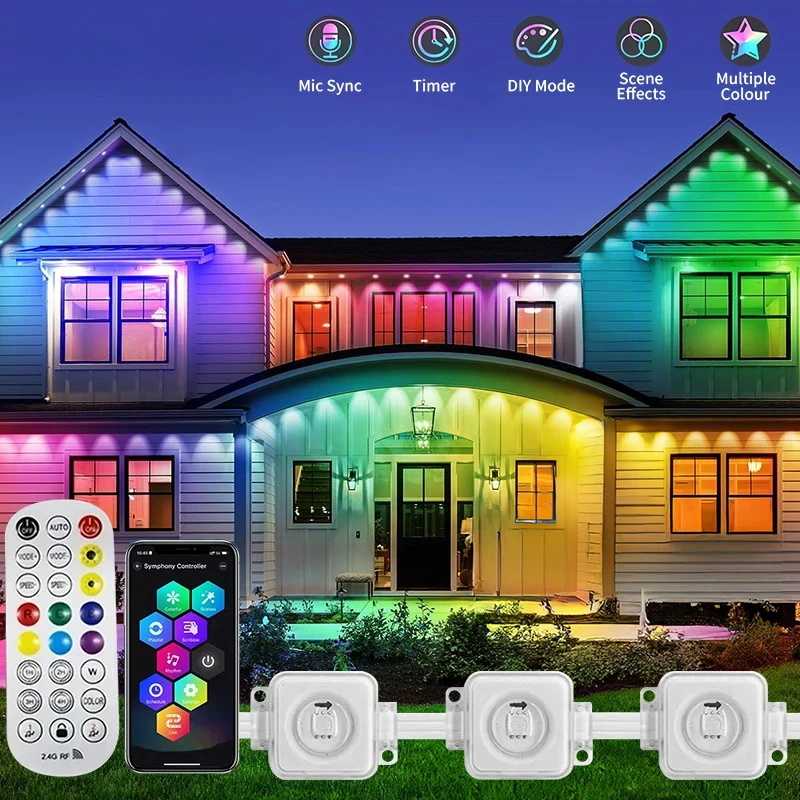 

20M Permanent Outdoor Lights For House Eave Lights Smart RGB Waterproof Lights String Holiday DIY Scenes Christmas Party Decor