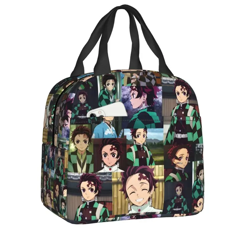 

Изолированная сумка-ланчбокс Demon Slayer для женщин, портативная термосумка-холодильник для еды, контейнер для пикника, сумка-тоут с изображением Танджиро Камадо