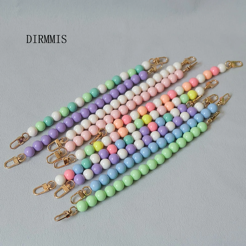 New Woman Bag Accessory Colorful Acrylic Resin Beads Part Handcrafted Wristband Cute Phone Case Strap Women Bag Handle Chain