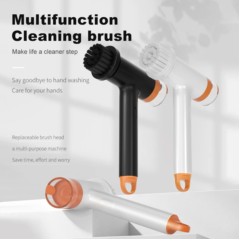 Wireless Electric Cleaning Brush Multiple Brush Heads Crevice Brush Kitchen Plastic Cleaning Toilet Brush Rotating Mop