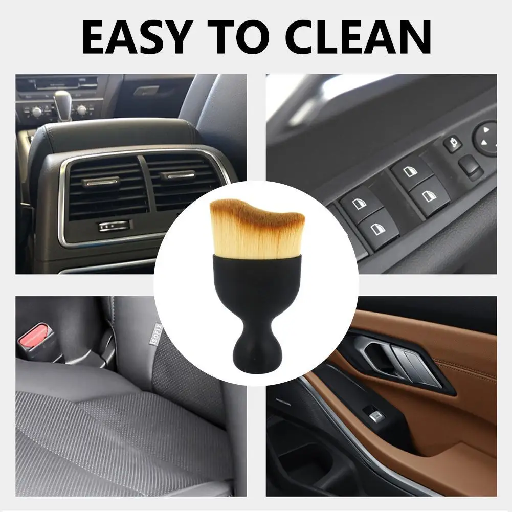 1/2/3/5pc Car Detailing Brushes Auto Interior Soft Hair Brush Curved Design Dust Clean Brushes Collectors For Engine Dashboard