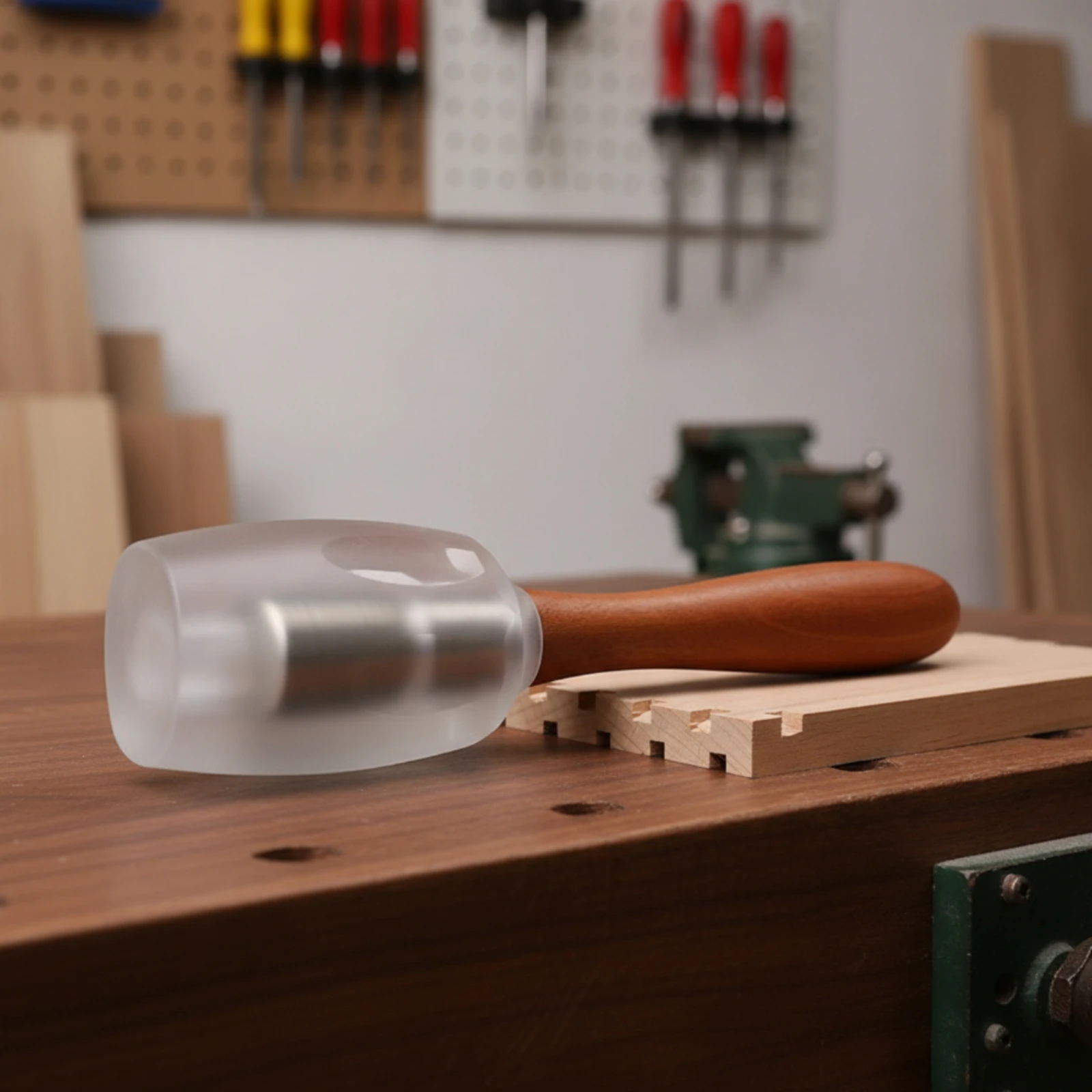 Woodworking Mallet Translucent Polycarbonate Mallet Tapered Non-Marring for Woodworkers, Furniture Assembly, Joinery