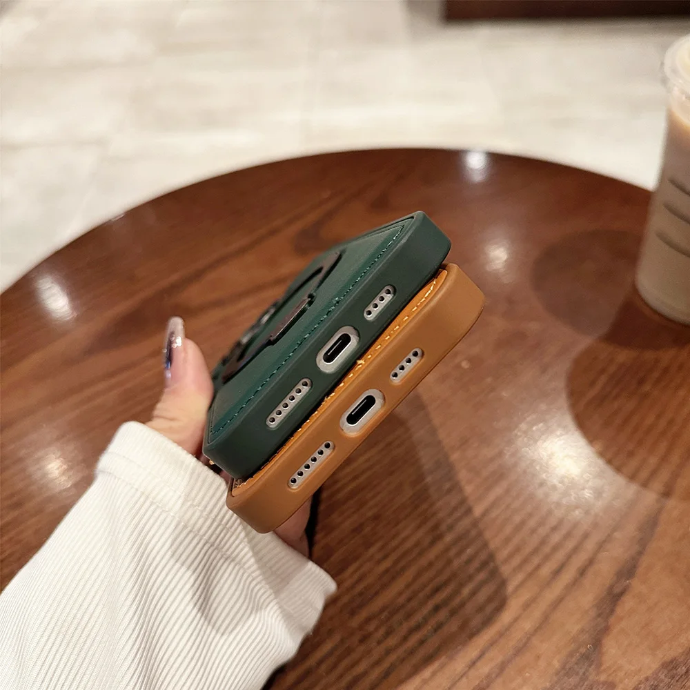 PU Leather Magnetic Case for Apple iPhone 17 Air 16 15 14 13 12 Pro Max With Foldable Ring Kickstand Stand for Magsafe Charger view 6