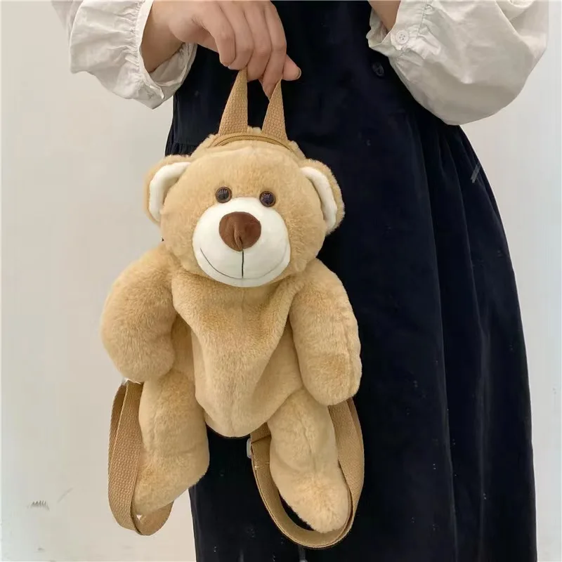 28Cm Lovely Cartoon Brown Bear Backpack Children Cute Plush toy Kawaii School Bag Kindergarten Girls Boys Birthday Festival Gift