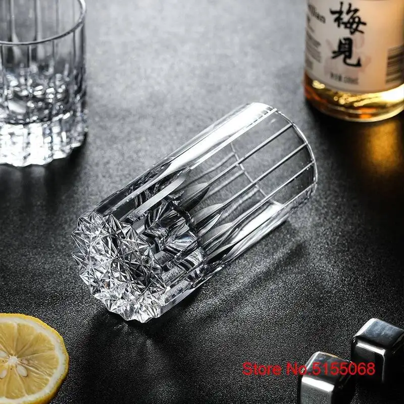 High End Edo Kiriko Crystal Asterism Lowball Highball Whiskey Glass Hand Cut Starburst Figure Whisky Water Drink Cup Wineglass