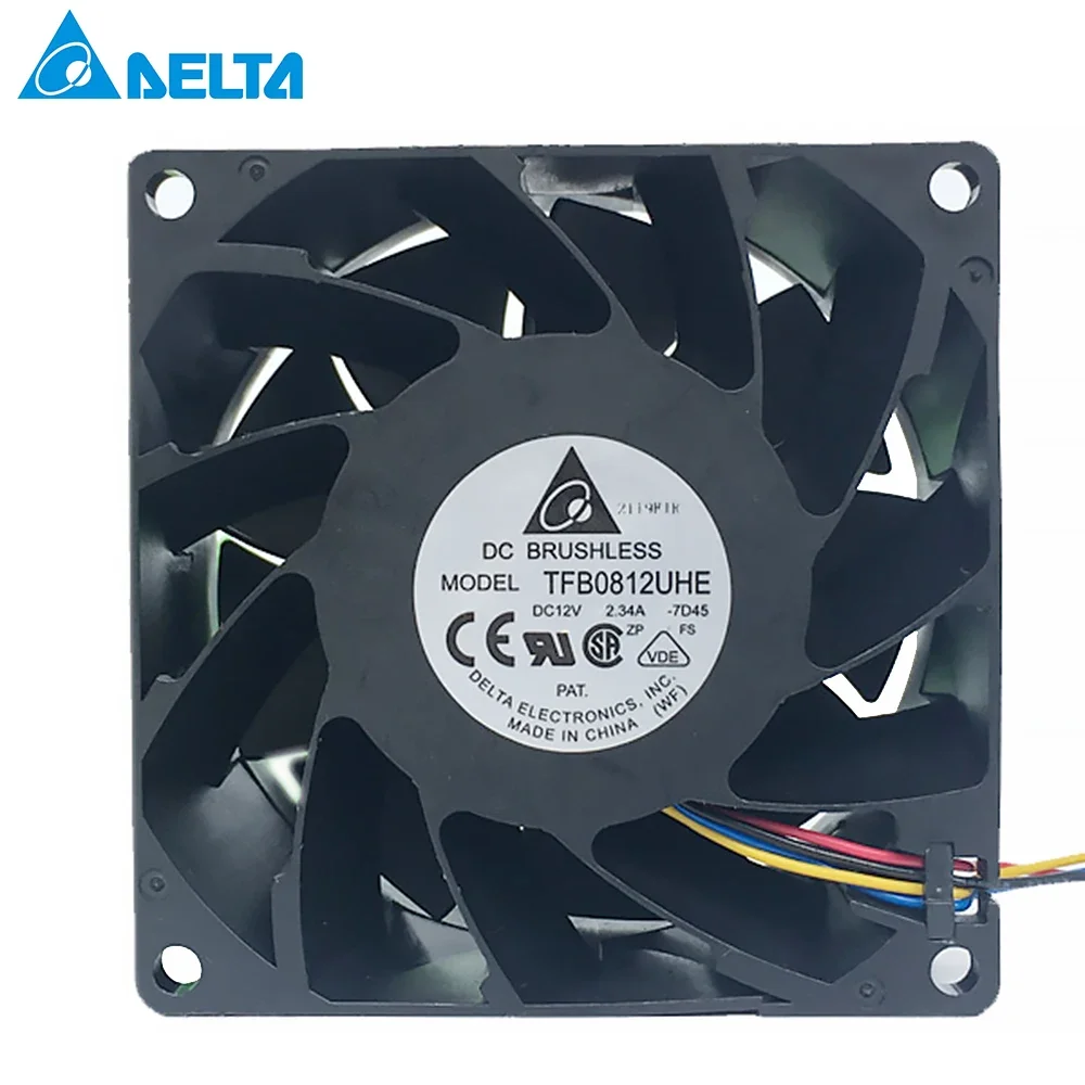 

For Delta TFB0812UHE -5H2L DC12V 2.34A Server Square inverter axial cooling fans 80x80x38mm