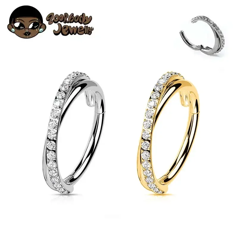 G23 Titanium Hinged Segment Ring Cartilage Hoops Double Row Helix Piercing Jewellery Conch Ring Septum Ring Tragus Daith Earring