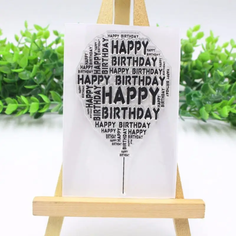 Transparenter Silikon-Ballonstempel „Happy Birthday“ für Scrapbooking, DIY, Fotoalbum, Dekoration
