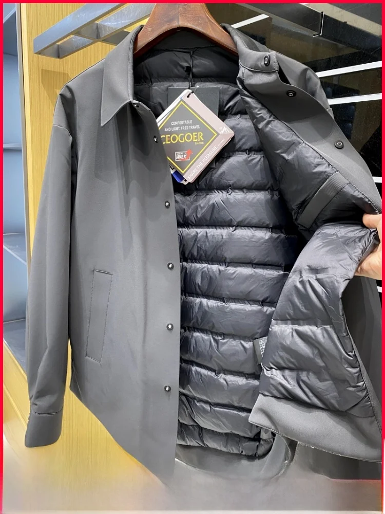 

High-End Men's down Jaet irt Sle Outdoor Winter New Arrival 60 Pieces Polyester Fiber Casual Sle Warmth Flap Design