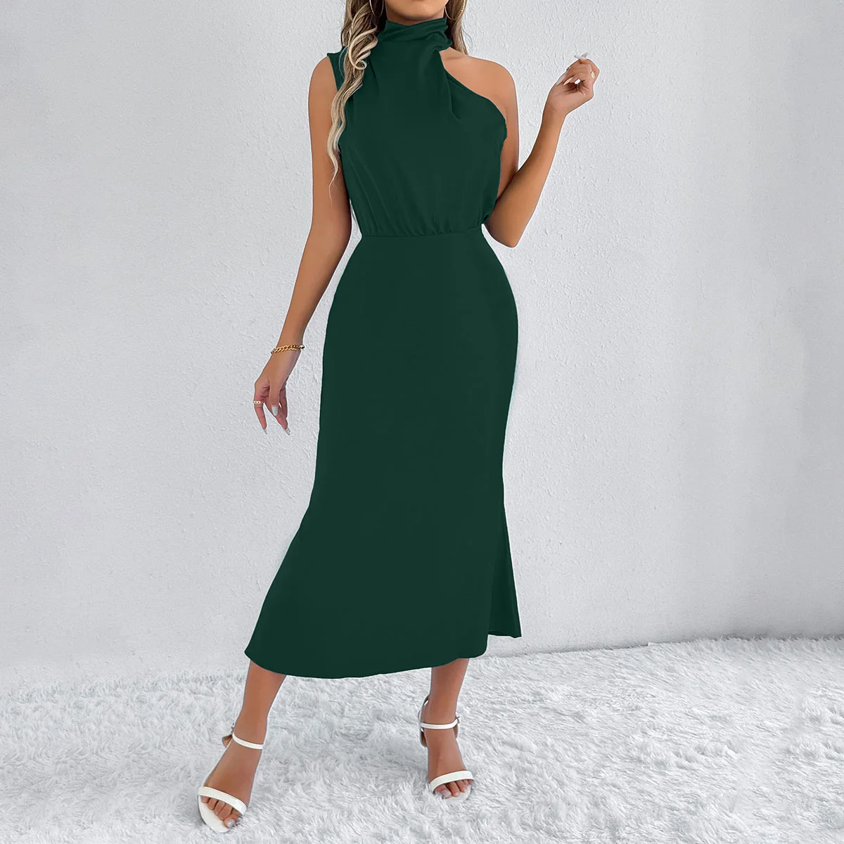 

2026 European and American Fashion Summer Satin Dress Women's High-end Satin Long Skirt Dress