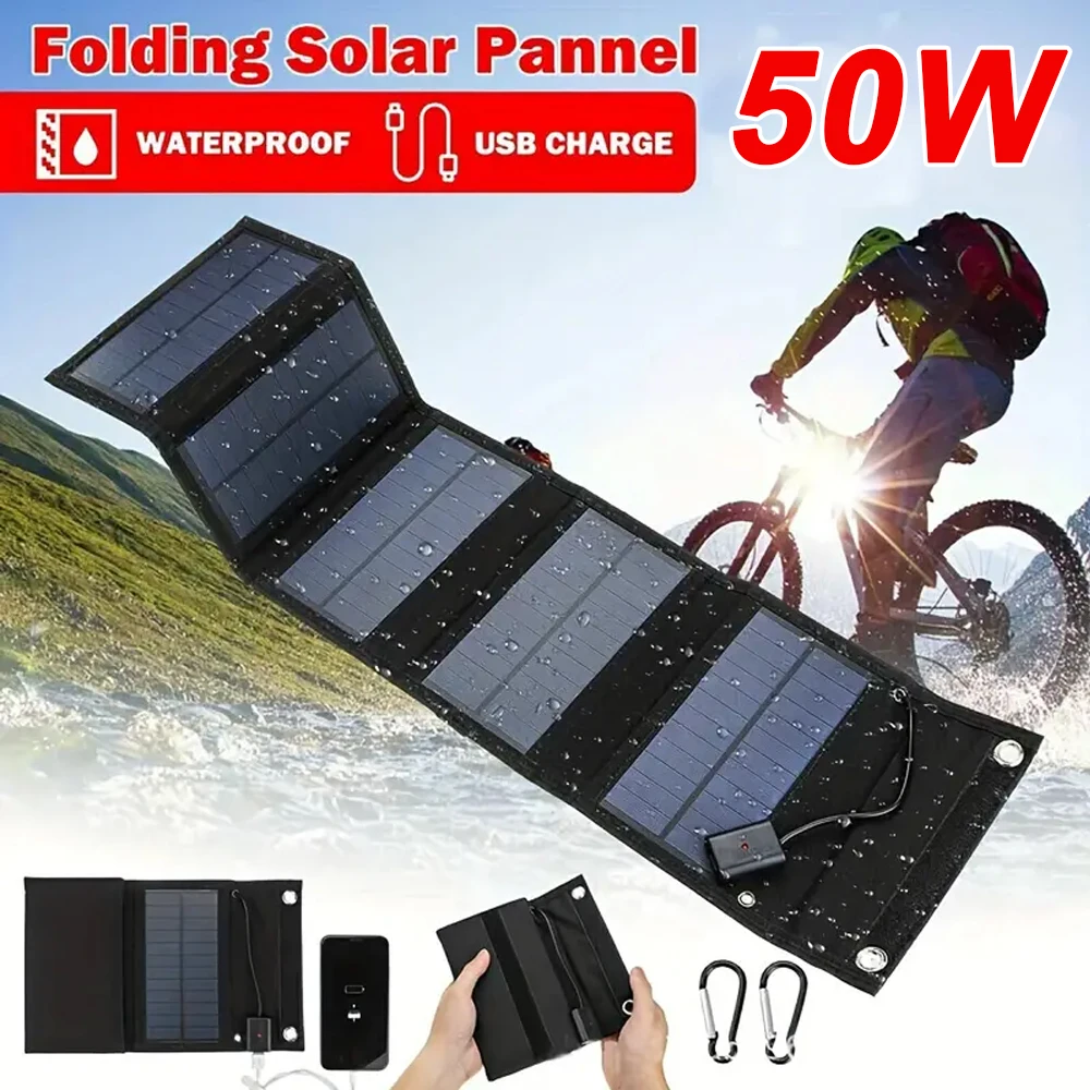 20W five-fold USB solar panel portable folding waterproof mobile power supply outdoor camping hiking mobile phone charger