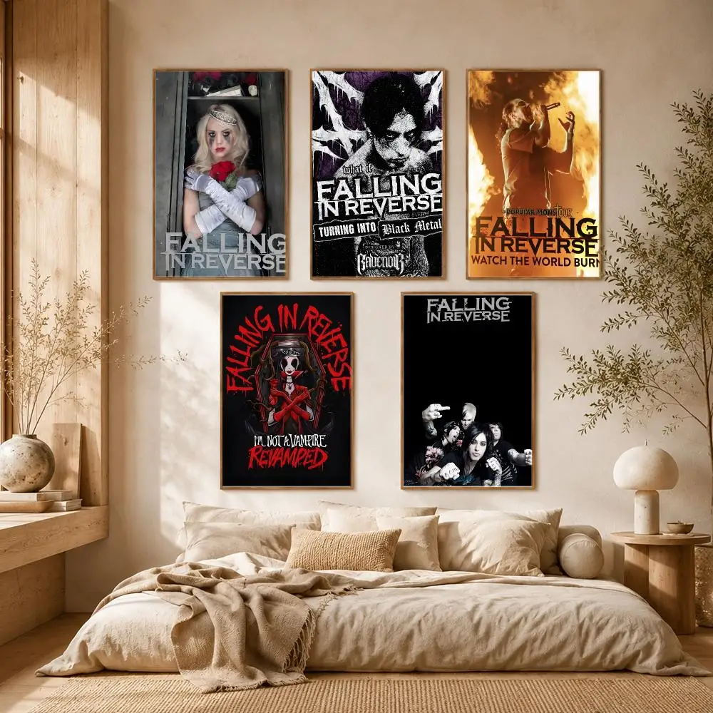 Falling in Reverse Band Rock Poster Self-adhesive Advanced Aesthetic Printing Paper Wall Art for Living Room Home Decor