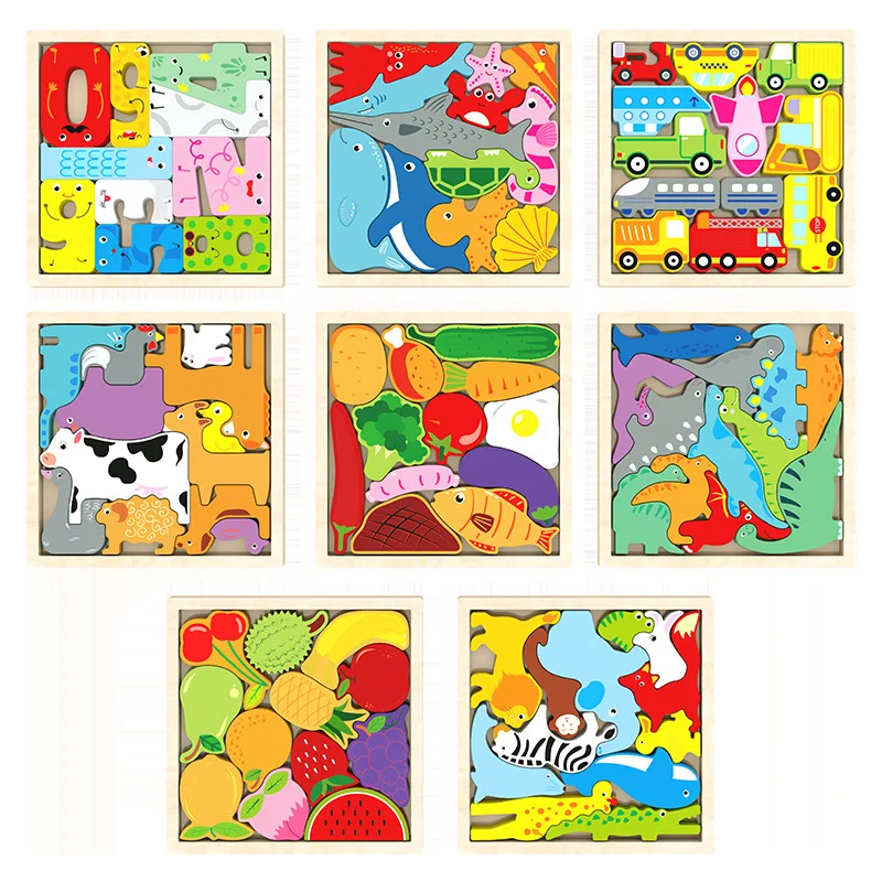 

Wooden creative puzzle game, children's imagination development, cognitive training, early childhood education puzzle toys