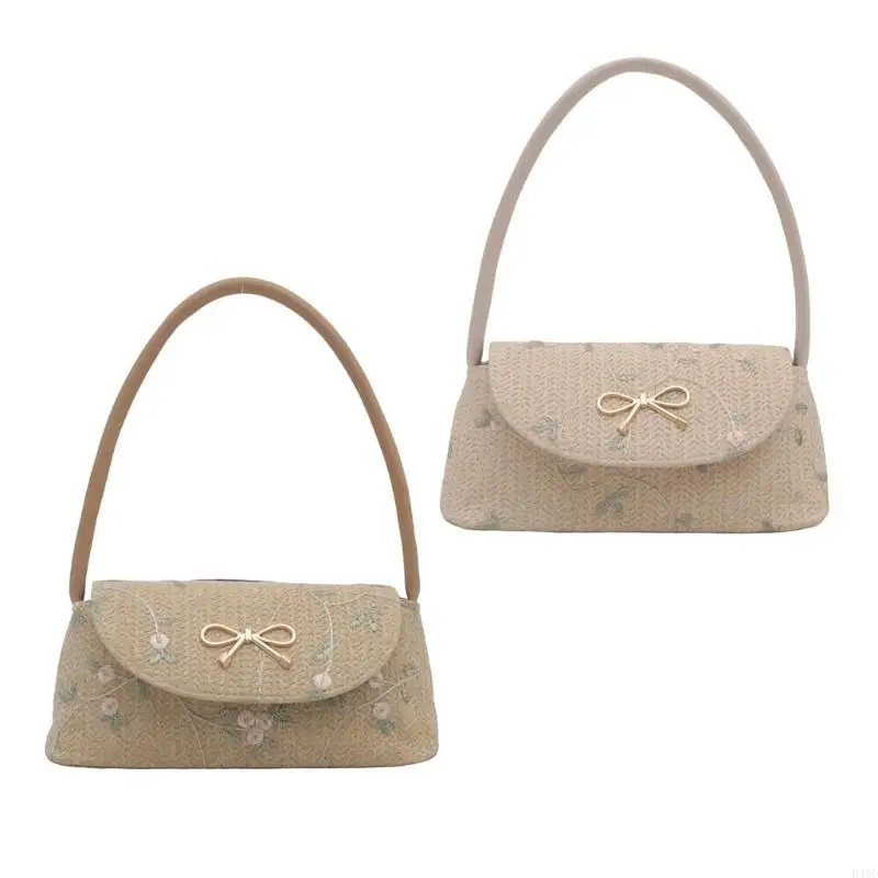 

Women Bag Handwoven Shoulder Bag Trend Handbag Straw Bag Embroidery Armpit Bag