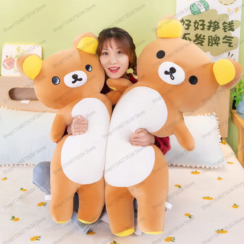 New Kawaii Bear Long Plush Pillow Soft Bear Doll Sleep Leg Rest Waist Cushion Gift For Girls Home Bedroom Decor Soft Fluffy