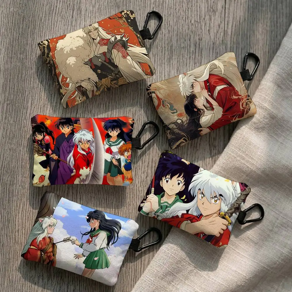 Anime I-InuYasha Manga Everyday Oxford Cloth Zipper Coin Purse - Lightweight Card Holder & Hanging Key Pouch