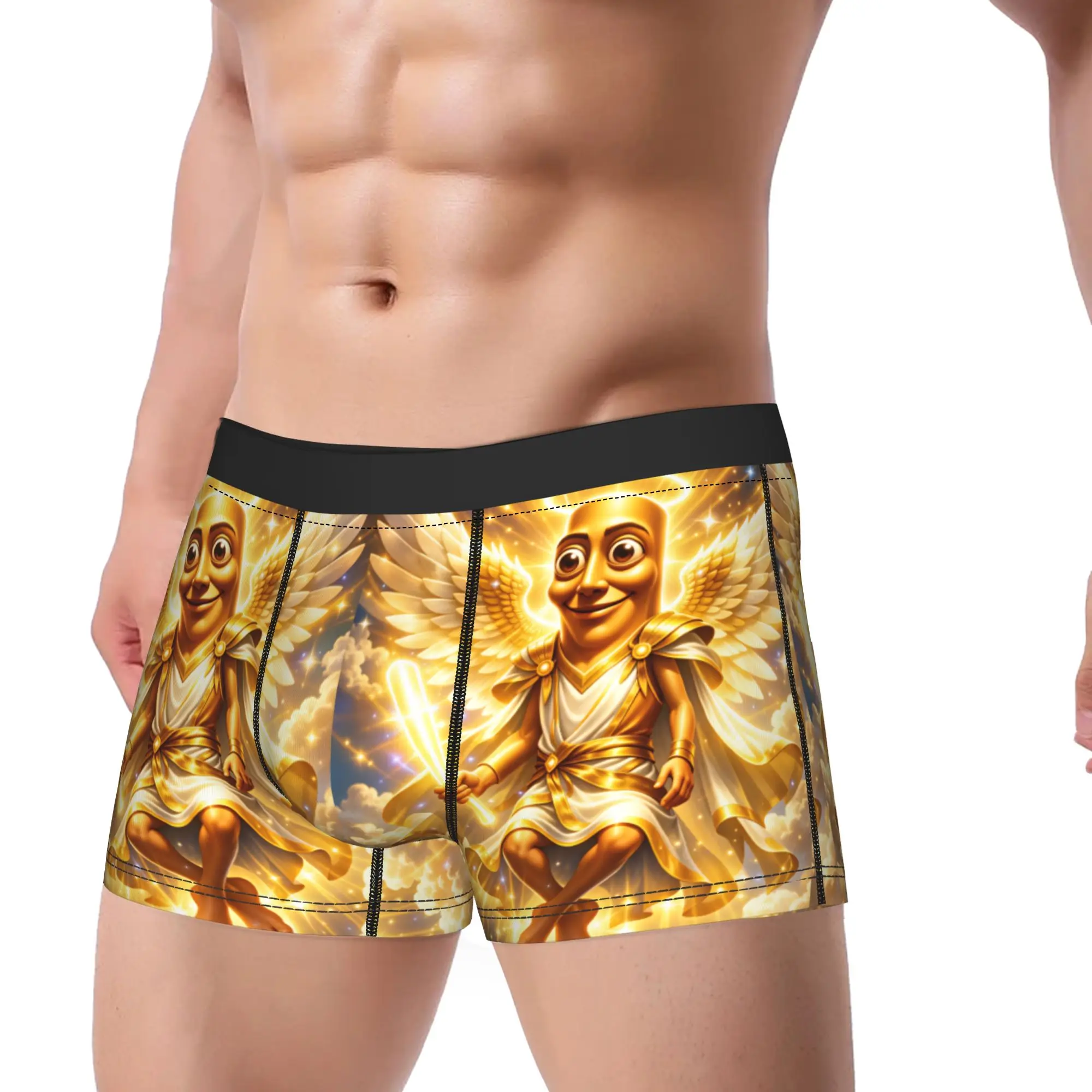 Tung Tung Sahur Golden Angel Wings Meme Underwear  Men Panties Design Funny Boxer Shorts Hot Sale Boxer Brief Big Size