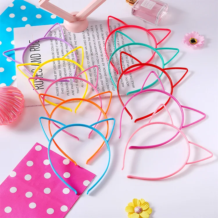 12 Stück Kunststoff, Katzenohren, Haarband, Kinder, süß, Kätzchen, äußere, Stirnband, Zahn, einfarbig – Detail 13