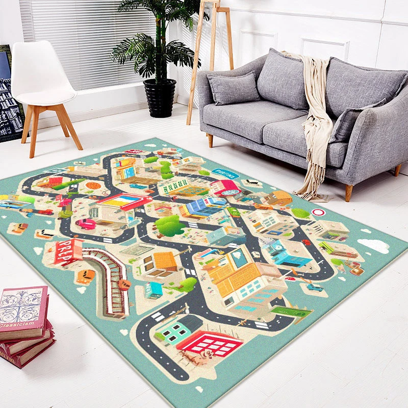 

Милый декор комнаты, нескользящий коврик для детей, мягкий мультяшный узор, большой ковер для гостиной, ковер для игровой комнаты, можно стирать в машине