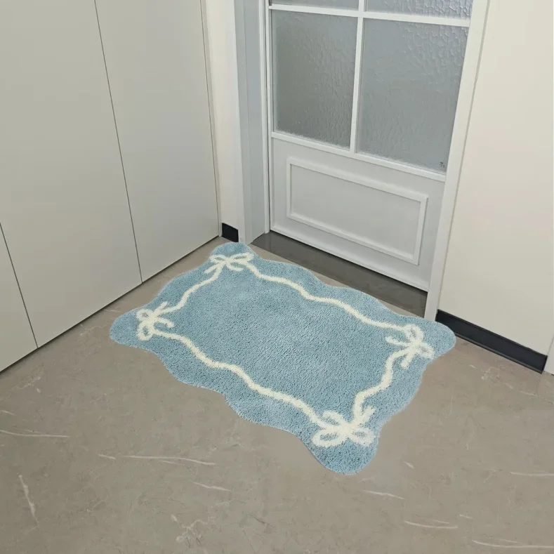 Fluffy Bathmat Soft Bow Bathroom Rug Bedside Carpet Function Entrance Floor Mat Anti Slip Pad Aesthetic Home Decor