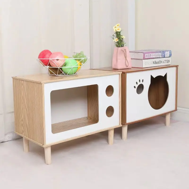 Bedside table sharing furniture multifunctional cat kennel wooden cat pet villa is common in all seasons.