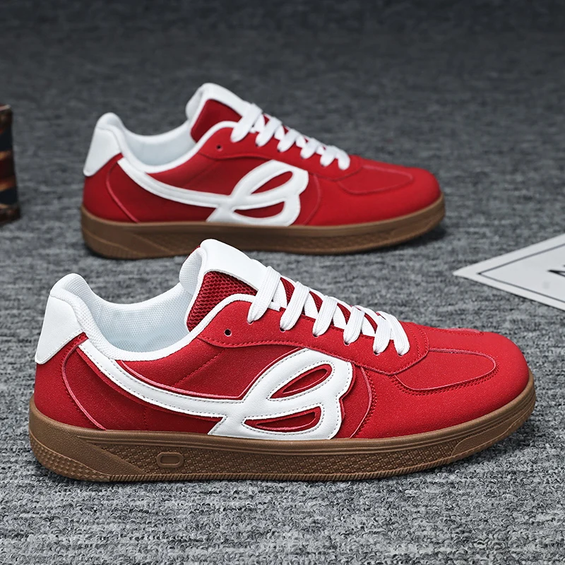 

Brand Retro Men Red Canvas Shoes Fashion Lace-up Men's Vulcanized Shoes Breathable Skateboard Canvas Sneakers Unisex Espadrille