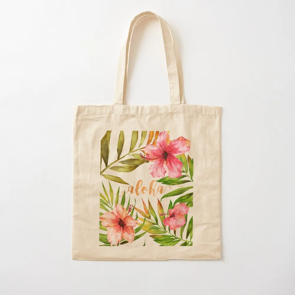 Aloha Tropical Hawaiian Floral Watercolor Tote Bag free delivery bags the tote bag bag for beach shopping trolley