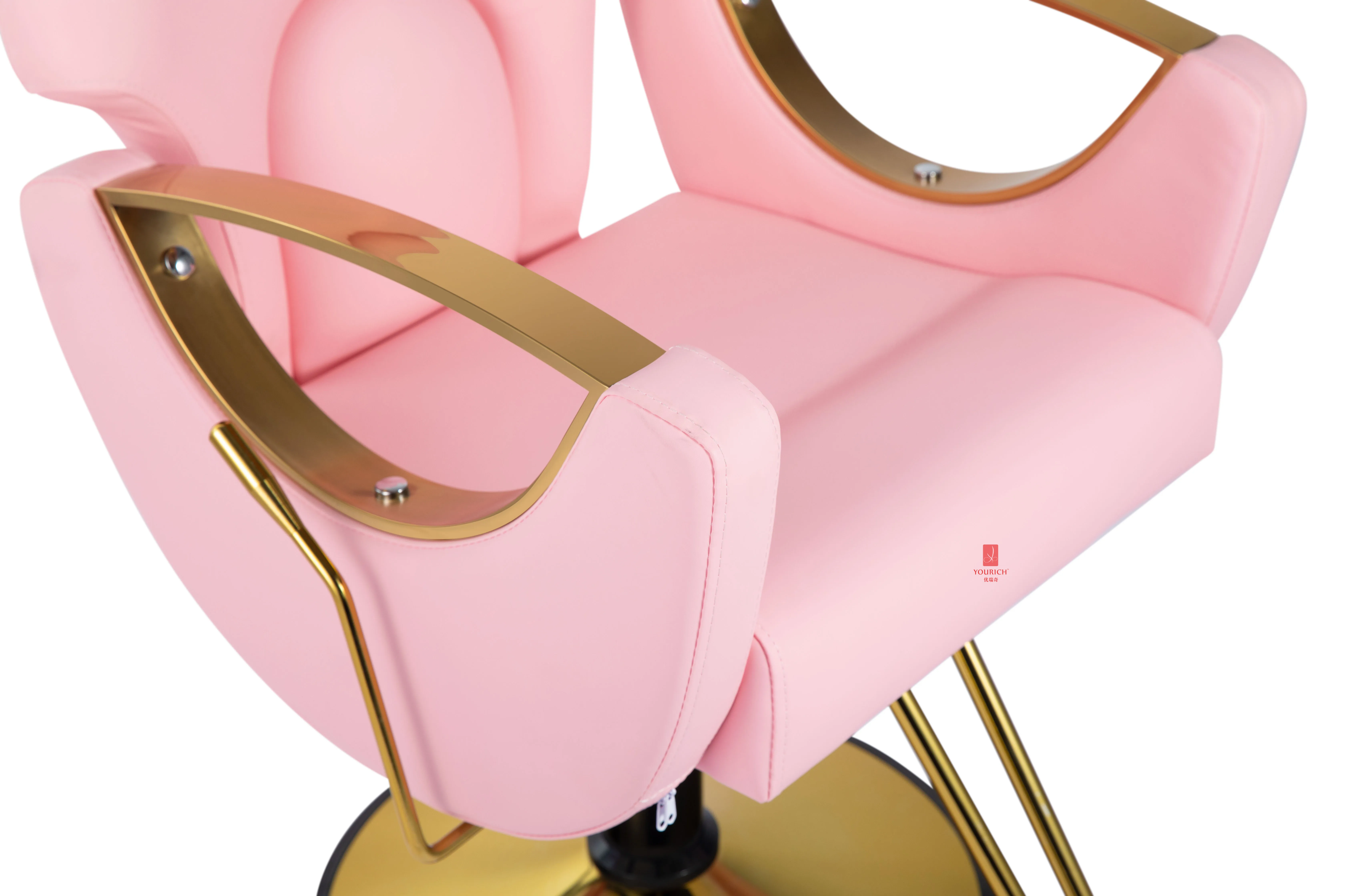 Pink Barbershop Chair Reclining Gold Barber Chair For Hair Stylist 360 Swivel Salon Styling Chair Furniture Wholesale