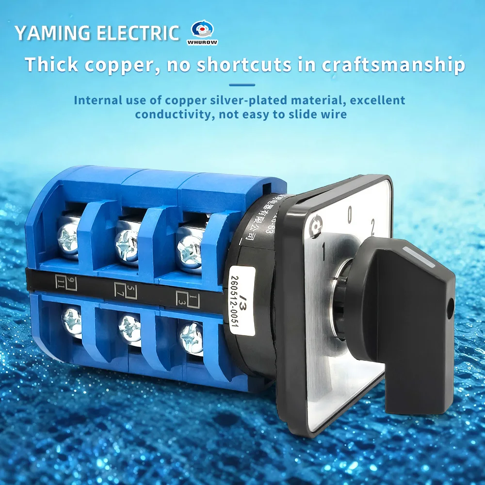 LW26-63 Universal Changeover Rotary Cam Switch 690V 63A 3 Poles Manual Control Dual Power Selector LW28 YMW26-63/3