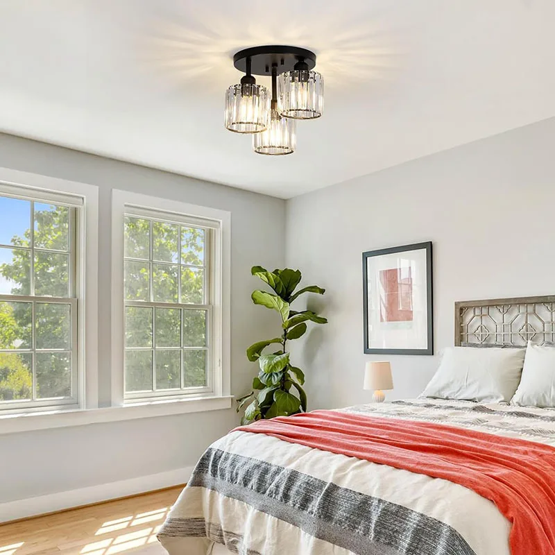 مصباح معلق E27 كريستالي فاخر وبسيط وحديث، غرفة المعيشة، غرفة الطعام، غرفة النوم، المطبخ، غرفة الملابس، ثريا بهو #3