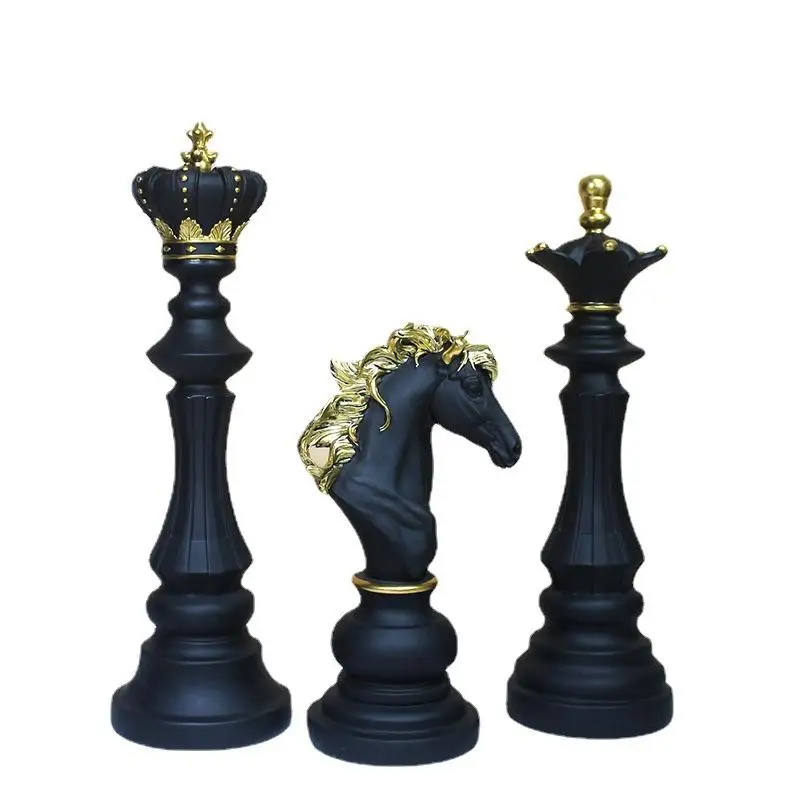 1pc Classic Chess Piece Decoration Accessories Resin King Queen Knight Crafts Desktop Study Living Room Decoration Chessman