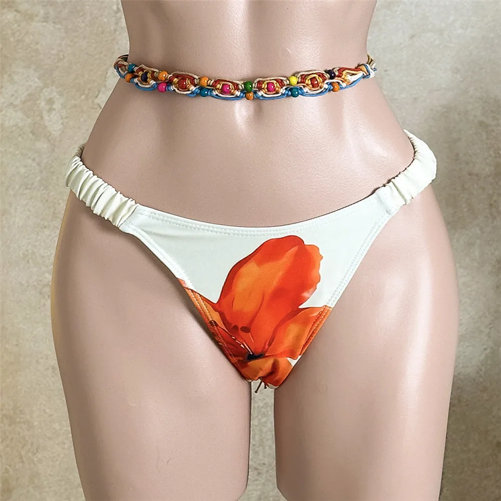 مثير زهرة طباعة ملابس السباحة مثلث مايكرو ثونغ بيكيني الجبهة معقود ملابس السباحة امرأة 2026 لباس سباحة ارتداء البيكينيات مجموعات Mujer