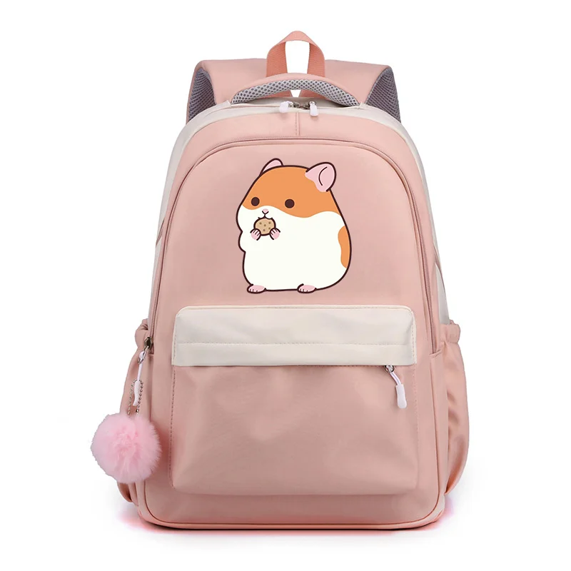 Ransel sekolah pola Hamster lucu tas sekolah Harajuku kartun ransel ritsleting kapasitas besar kualitas tinggi