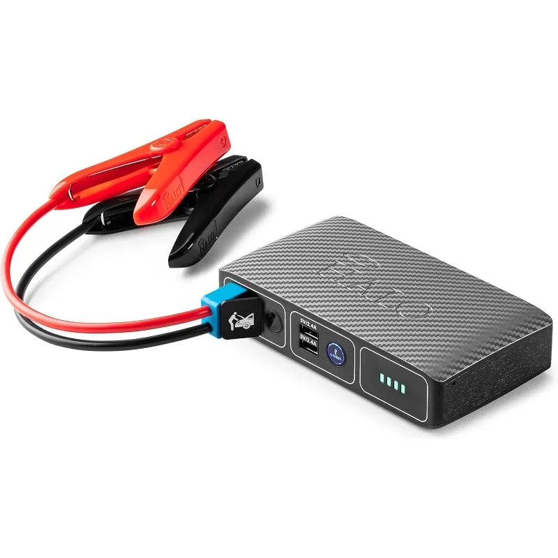 Compact Portable Car Battery Jump Starter with USB Port to Charge Devices - Silver Graphite