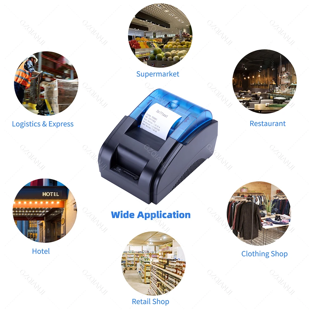 POS 58 USB & USB + بلوتوث لنظام أندرويد و IOS 58 مللي متر استلام الحرارية طابعة التذاكر الصغيرة فاتورة