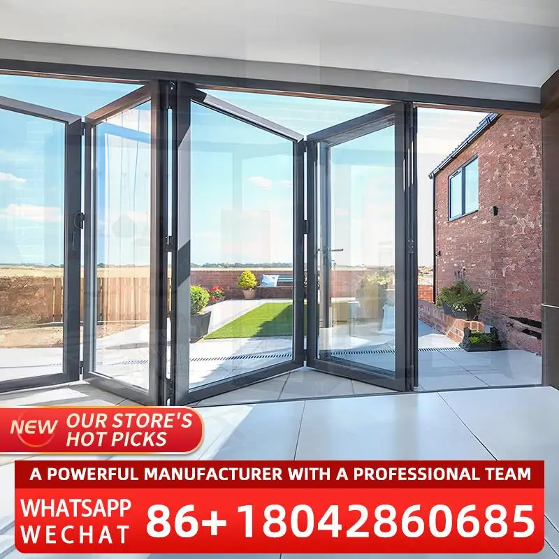 Frameless Accordion Terrace Folding Aluminium Glass Doors for Interior Partition Wall folding door
