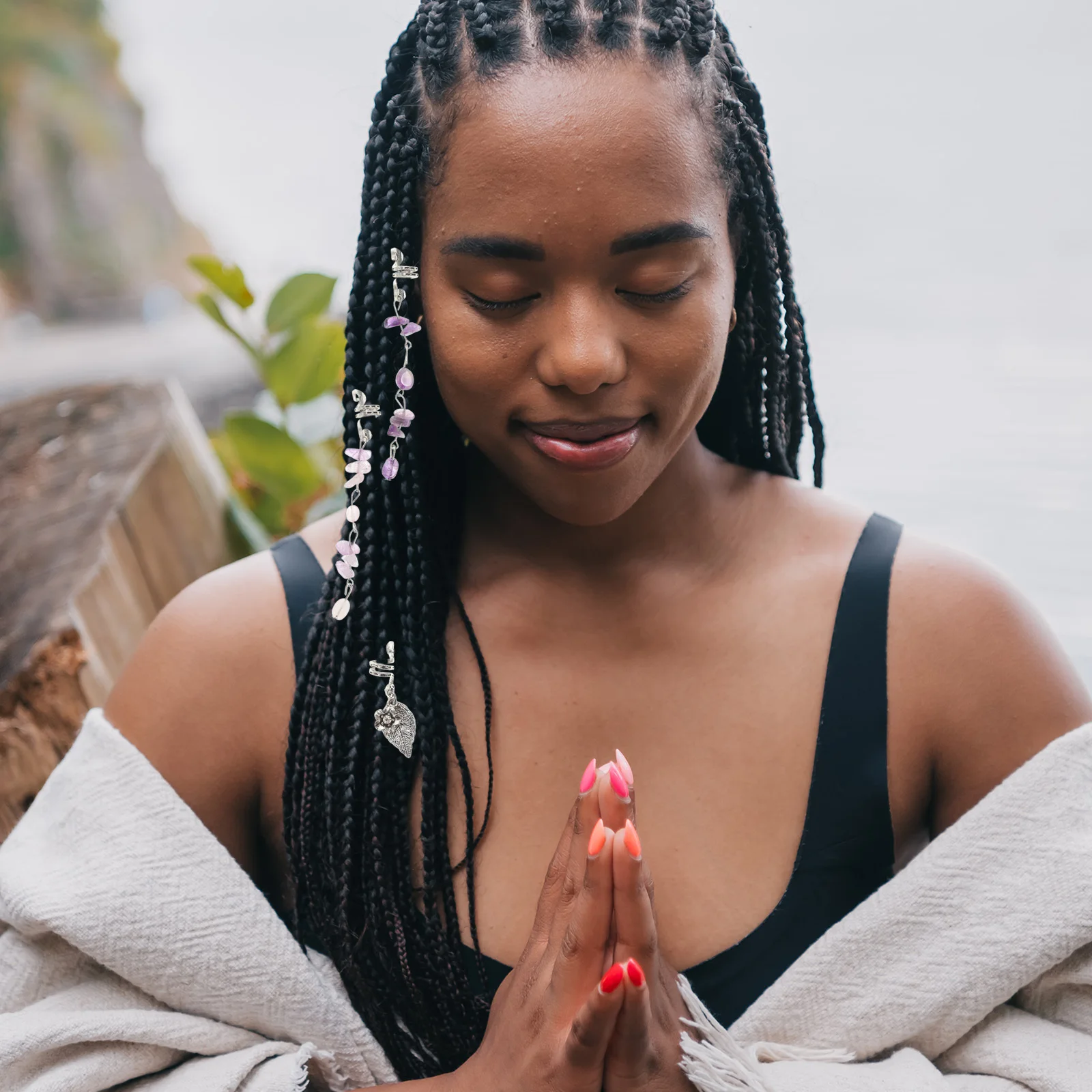 

1Set Dreadlock Hair Accessories Metal Spring Charms Natural Stone Braided Hair Jewelry for Women Dreadlock Accessories