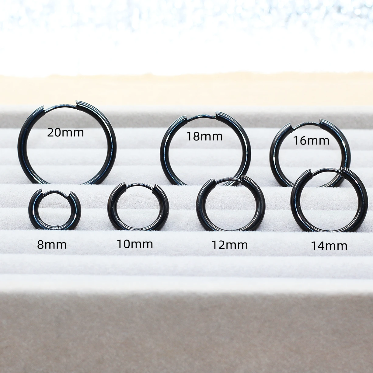 Btg001 titan männer frauen Creolen schwarzer farb kreis 2,5mm 316l edelstahl ohrring ip plating no fade allergie frei